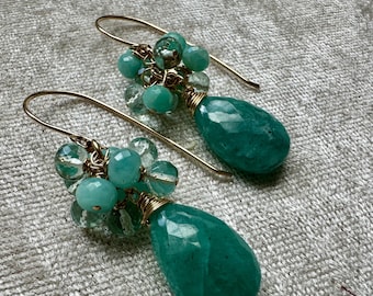 Amazonite Large Cluster Earrings