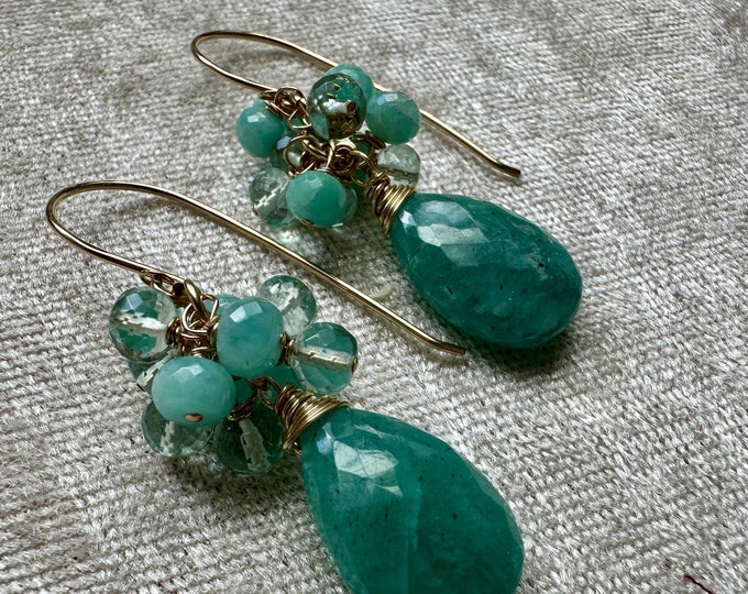 Amazonite Large Cluster Earrings