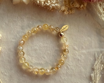 8mm Citrine Gemstone Bracelet with 14kt Gold-Filled Accent