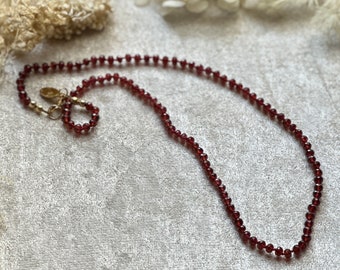 Red Garnet Silk Knotted Gemstone Necklace