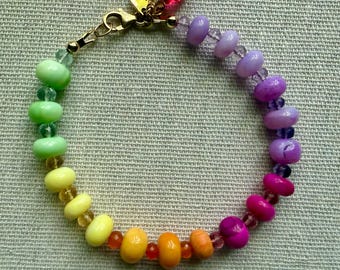 Rainbow Opal and Gemstone Bracelet 14kt GF