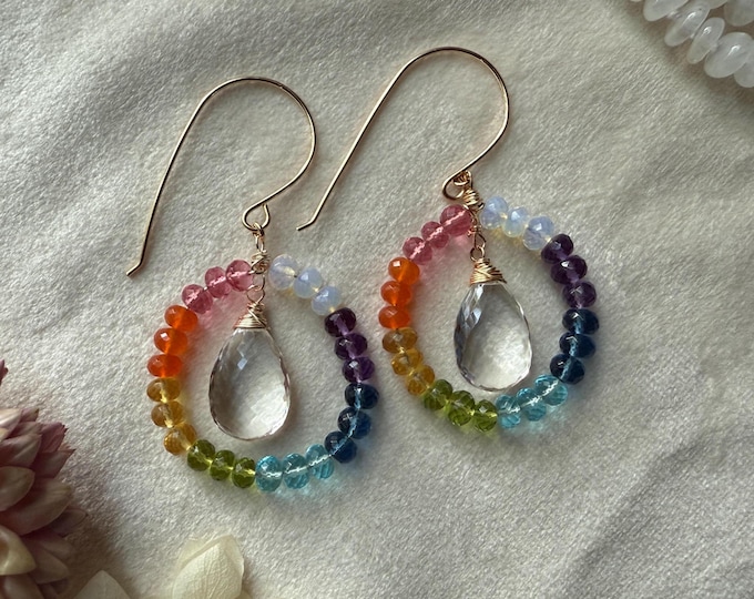 Beaded Gemstone Hoop Earrings
