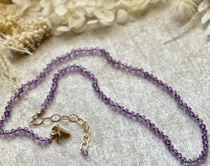 Amethyst Silk Knotted Gemstone Necklace