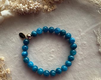 8mm Apatite Gemstone Bracelet with 14kt Gold-Filled Accent