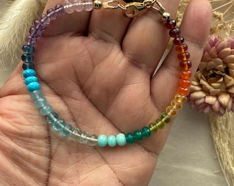Dainty Rainbow gemstone Bracelet