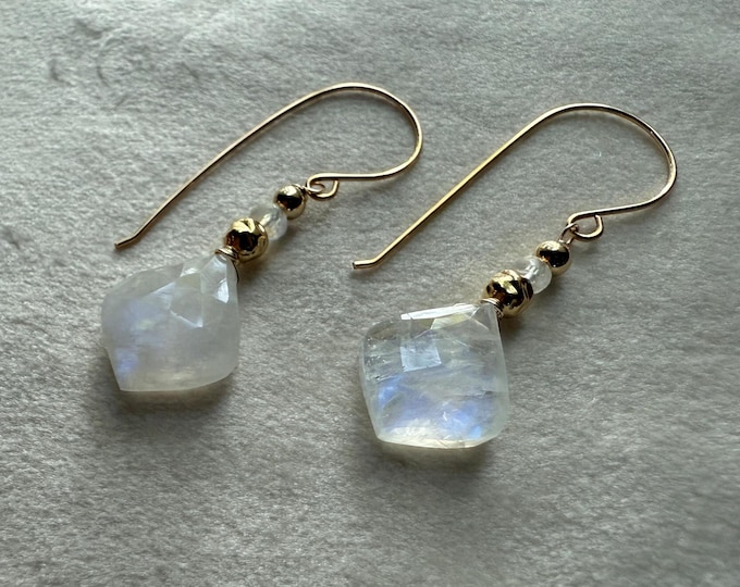 Rainbow Moonstone Drop Earrings