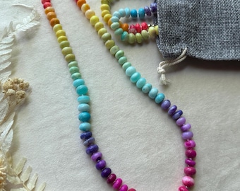 Vibrant Rainbow Opal Knotted Necklace