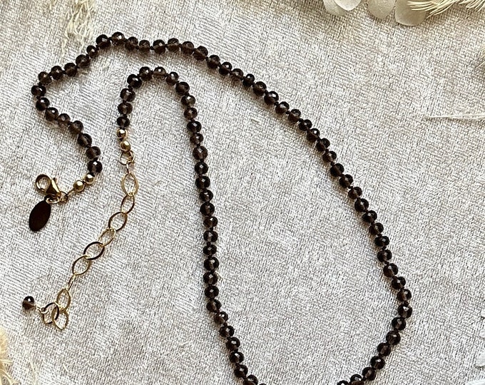 Smoky Quartz Silk Knotted Gemstone Necklace