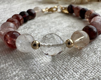 Red Hematoid Lepidocrocite Quartz Signature Bracelet