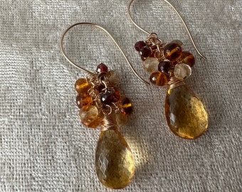 Citrine Large Cluster Earrings