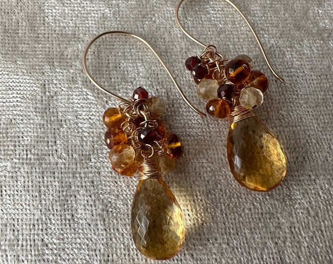 Citrine Large Cluster Earrings