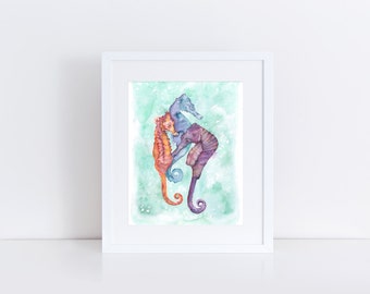 Poseidon's Steed, Watercolor Seahorse Print