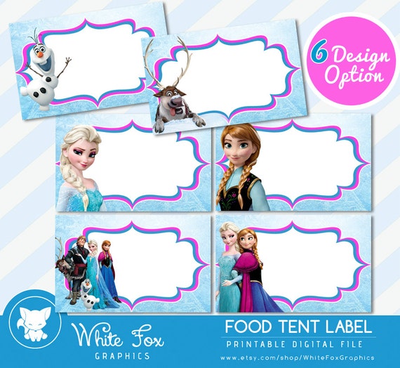 disney frozen food labelsdisney frozen food tents cards tags etsy
