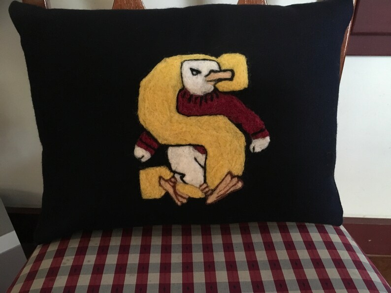 Custom Detailed College Mascot 3 color logo hand needle felted pillow
