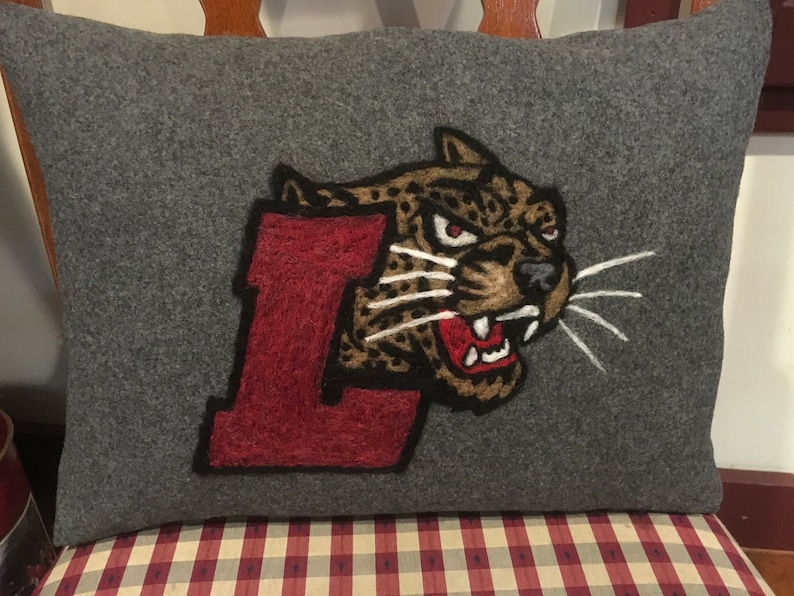 Custom Detailed College Mascot 3 color logo hand needle felted pillow