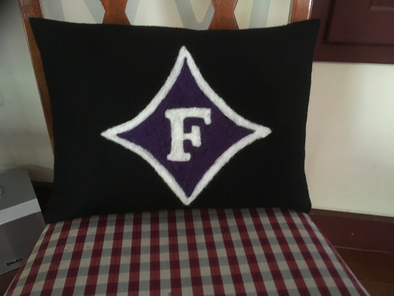 College University Letter Pillow Custom Hand needle felted Logo Letters