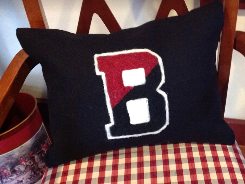 College University Letter Pillow Custom Hand needle felted Logo Letters