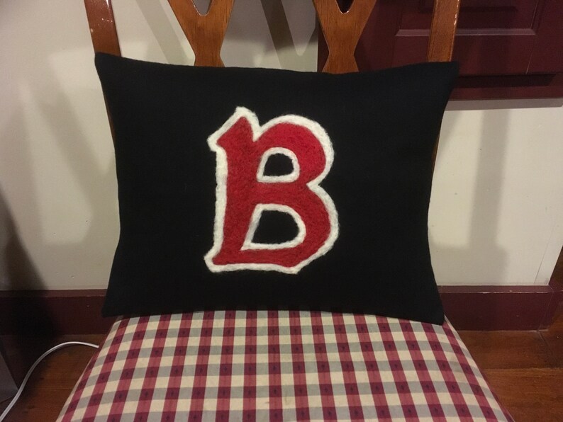 College University Letter Pillow Custom Hand needle felted Logo Letters
