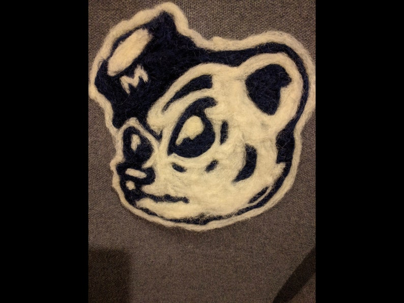 Custom Detailed College Mascot 3 color logo hand needle felted pillow