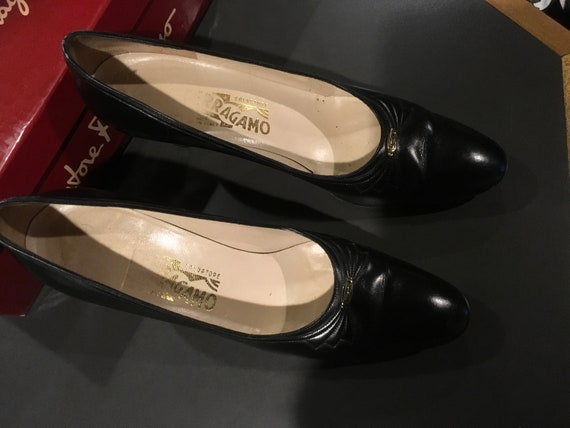 Black Ferragamo vintage pumps