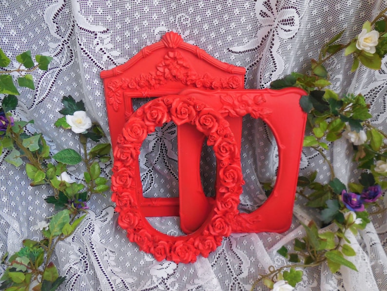 5X7 Red Picture Frames Ruby Rose Set of 3 Floral Picture Frames Tabletop