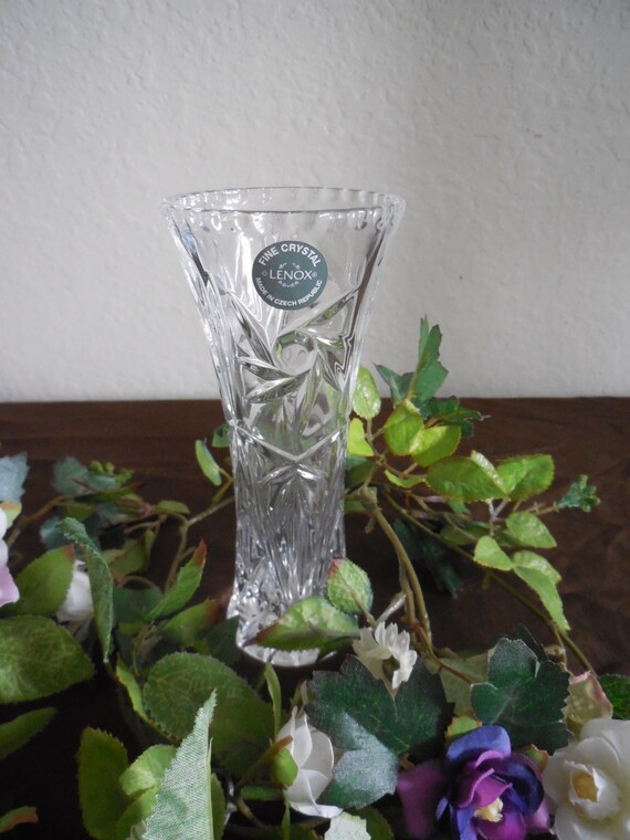 Lenox Crystal Bud Vase New With Sticker Star Pattern Etsy
