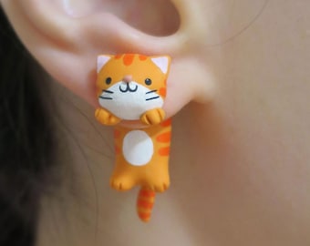 Ingwerfarbene Katzenohren-Jacken, Tiergeschenk aus Polymer Clay für Mama