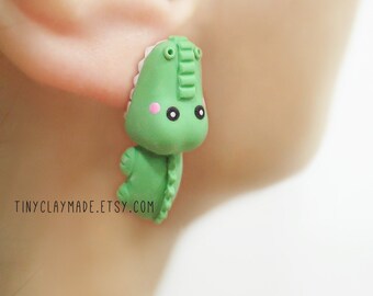 Niedliche Krokodil Tier Ohrring, Polymer Clay Tier Ohrring, niedliche Tier Ohrring, Beiß Ohrring