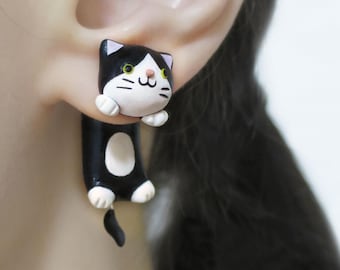 Katzenohren-Jacken in Schwarz und Weiß, Geschenk aus Polymer Clay