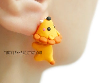 Cute lion bite earring, polymer clay animal earring, cute animal earring, bite earring