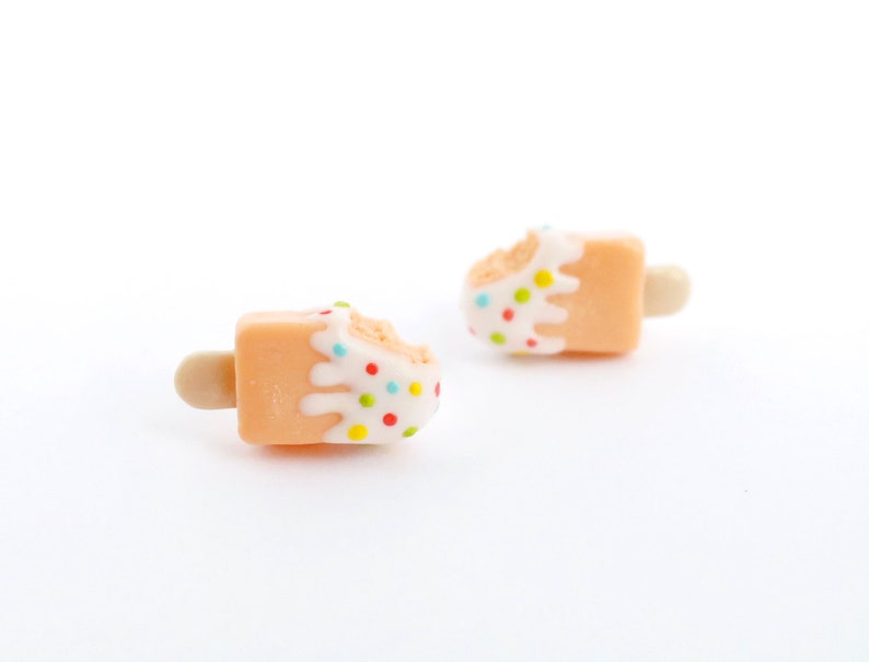 Sweet orange ice cream earring, cute ice cream earring, polymer clay food earring, ice cream jewellery, birthday gift, gift image 2