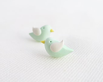 Little bird polymer clay earring