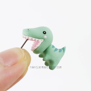 Cute T rex dinosaur bite earring, polymer clay animal earring, cute animal earring, bite earring image 2