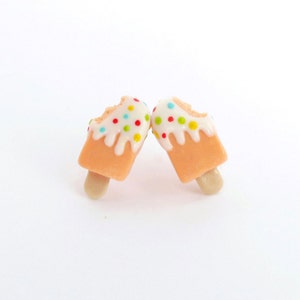 Sweet orange ice cream earring, cute ice cream earring, polymer clay food earring, ice cream jewellery, birthday gift, gift image 1