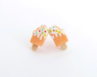 Sweet orange ice cream earring, cute ice cream earring, polymer clay food earring, ice cream jewellery, birthday gift, gift