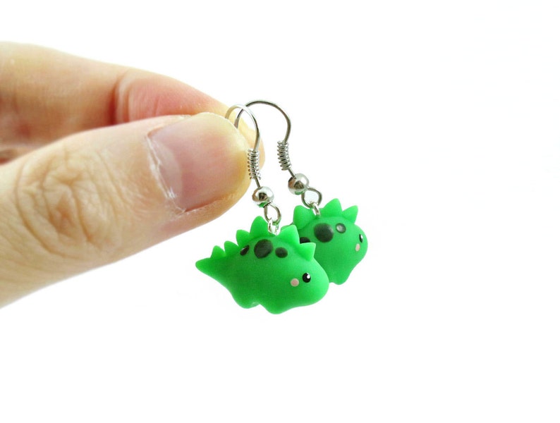 Polymer Clay Baby Stegosaurus Dinosaur Earrings Cute Dinosaur Etsy