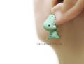 Cute T rex dinosaur bite earring, polymer clay animal earring, cute animal earring, bite earring