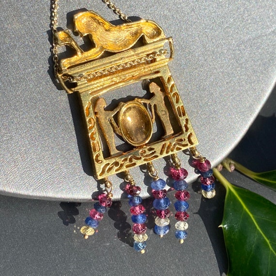 18K Yellow Gold Egyptian Revival Art Deco Pendant… - image 8