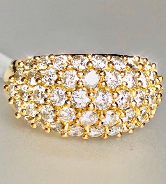 18K Yellow Gold Chunky Diamond Dome Bombe Horizont