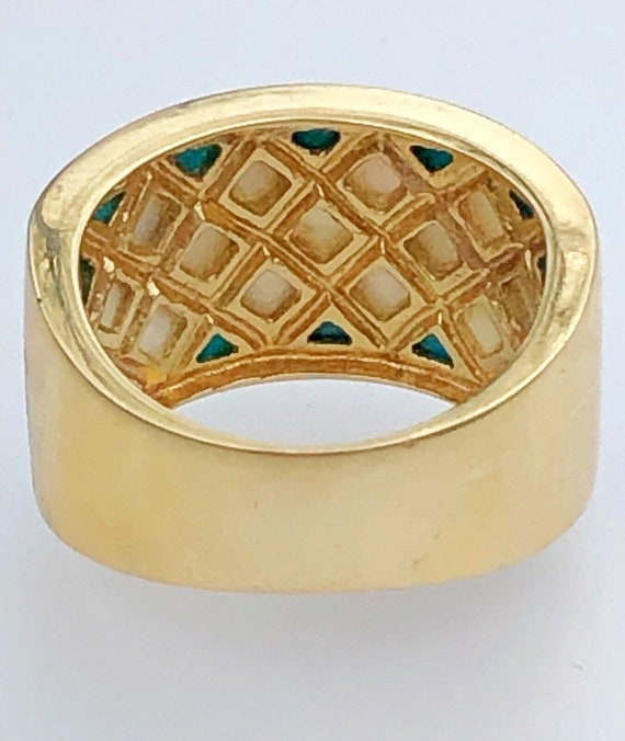 14K Yellow Gold Ring Turquoise Mother Of Pearl Wi… - image 10
