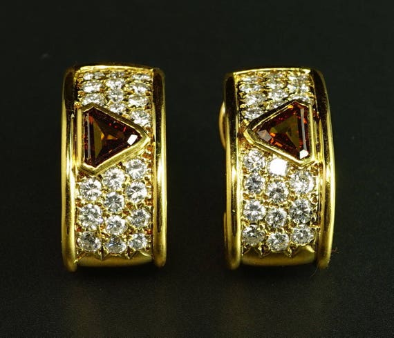 18K Yellow Gold White & Fancy Brown Diamond Half … - image 2