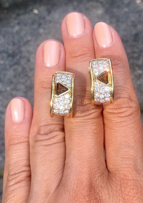 18K Yellow Gold White & Fancy Brown Diamond Half … - image 5