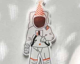 Astronaut Stickers, Cute Space Travel Stickers, Holographic Sticker, Galaxy Sticker, Party Astronaut Sticker, Water Bottle Vinyl Sticker