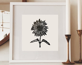 Sunflower Art Print, Decor Print For Wall, Handmade Home Decor, Sunflower Wall Art, Gallery Wall Art, Flower Art, Digital Download