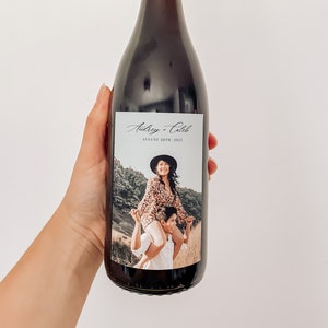 Photo Wine Bottle Label, Custom Wine Label, Birthday Gift, Personalized Wedding Wine Label, Wedding Wine Label, Wedding Gift, PRINTED image 1