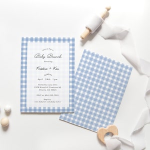 Blue Gingham Baby Shower Invitation, Boy Baby Shower Invite, Template, Instant Download, Couples Baby Shower Invitation, Picnic Baby Shower