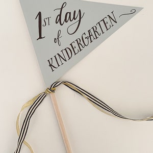 First Day of Preschool Paper Flag, First Day of School Flag, Printable