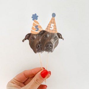 Custom Face Cupcake Toppers, Dog Face Cupcake Toppers, Dog Party Decor, Gotcha Day, Personalized Decorations