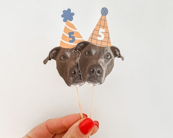 Custom Face Cupcake Toppers, Dog Face Cupcake Toppers, Dog Party Decor, Gotcha Day, Personalized Decorations