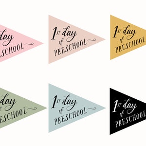 First Day of Preschool Paper Flag, First Day of School Flag, Printable